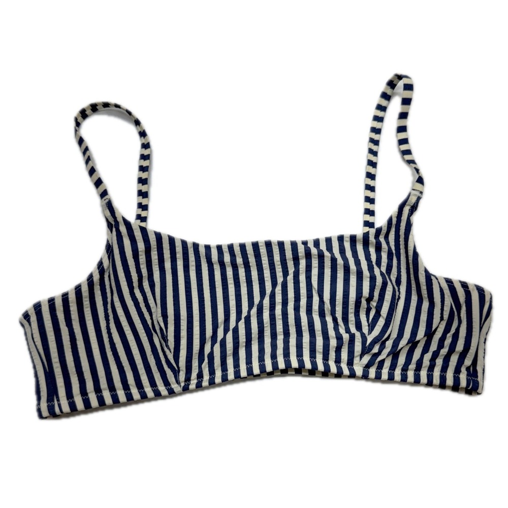 Lululemon Bikini Top Womens 6 Blue Striped Seersucker Beach Nautical Summer